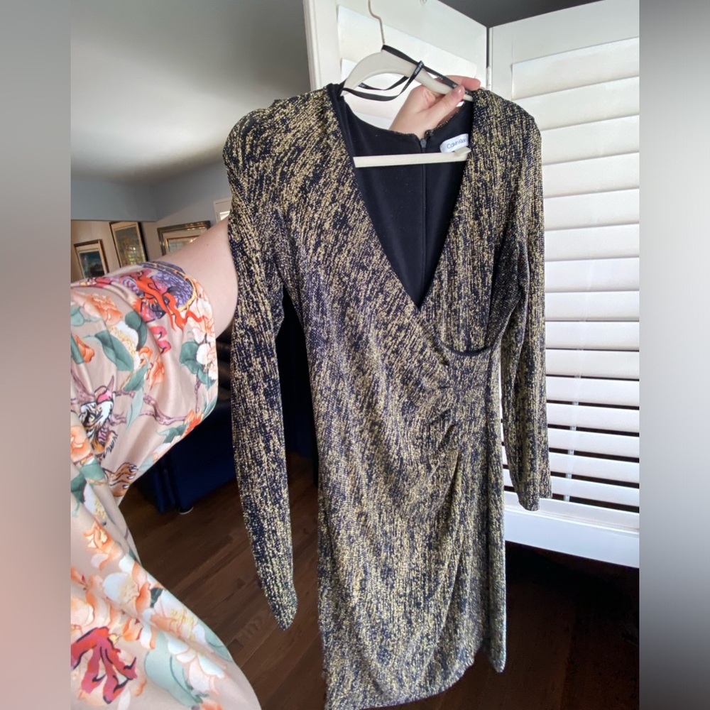 Calvin Klein gold sparkly dress
